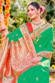 Sea green Party Wear Saree in Cotton with Weaving