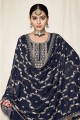 Eid Sharara Suit Blue  with Embroidered Georgette