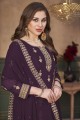 Eid Palazzo Suit in Wine Faux georgette with Embroidered