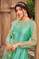 Embroidered Silk Sea green Eid Anarkali Suit with Dupatta