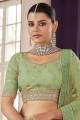 Pista Party Lehenga Choli in Organza Embroidered