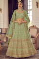 Organza Party Lehenga Choli in Pista with Embroidered