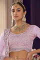 Embroidered Party Lehenga Choli in Pink Crepe