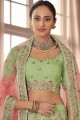 Embroidered Party Lehenga Choli in Pista  Organza