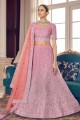 Organza Embroidered Pink Party Lehenga Choli with Dupatta