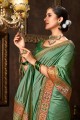 Pista Party Wear Saree in Silk with Resham,zari,mirror,embroidered