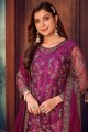 Embroidered Eid Palazzo Suit in Purple Net