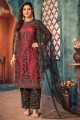 Maroon Eid Palazzo Suit in Embroidered Net