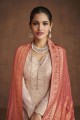Eid Palazzo Suit Peach in Georgette with Embroidered