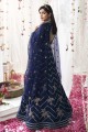 Embroidered Eid Anarkali Suit in Blue Net