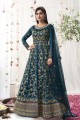 Eid Anarkali Suit in Teal blue Net with Embroidered