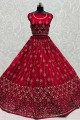 Georgette Red Wedding Lehenga Choli in Embroidered