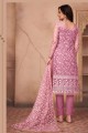 Net Onion pink Salwar Kameez in Embroidered