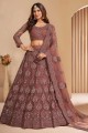 Brown Wedding Lehenga Choli in Net with Embroidered