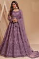 Net Wedding Lehenga Choli with Embroidered in Purple