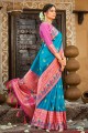 Sky blue Banarasi silk Saree with Weaving