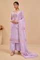 Georgette Lavender  Palazzo Suit in Embroidered