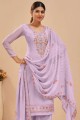 Georgette Lavender  Palazzo Suit in Embroidered