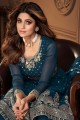 Embroidered Palazzo Suit in Teal blue Georgette