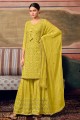 Faux georgette Palazzo Suit with Embroidered in Green