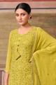 Faux georgette Palazzo Suit with Embroidered in Green