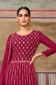 Wine  Embroidered Faux georgette Palazzo Suit