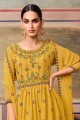 Palazzo Suit in Yellow Faux georgette with Embroidered