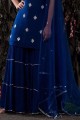 Blue Palazzo Suit in Georgette with Embroidered