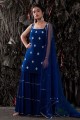 Blue Palazzo Suit in Georgette with Embroidered