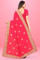 Saree Silk with Embroidered in Pink