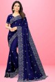 Saree in Blue Silk Embroidered