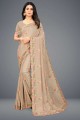Silk Saree in Chiku  with Embroidered