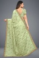 Silk Saree in Green with Blouse Embroidered