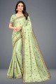 Silk Saree in Green with Blouse Embroidered