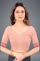Embroidered Silk Peach Saree with Blouse