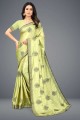 Pista  Saree with Embroidered Silk