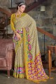 Saree in Mustard  Patola silk with Printed
