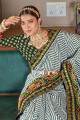 Green Saree with Printed Patola silk