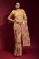 Saree with Embroidered Mustard Georgette