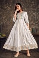 Rayon gown in Off white with Printed