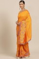 Georgette Yellow Saree in Embroidered