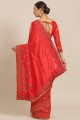 Georgette Saree in Red with  Embroidered Blouse