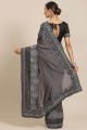 Grey Saree in Georgette with Embroidered