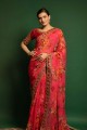 Georgette Saree in Pink with Embroidered,printed