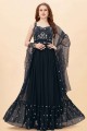 Art silk Gown Dress with Embroidered