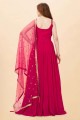 Pink Gown Dress in Art silk with Embroidered