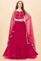 Pink Gown Dress in Art silk with Embroidered