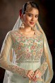 Embroidered Net Anarkali Suit in pastel green