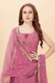 Gown Dress in Pink Georgette with Embroidered