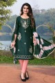 Embroidered Cotton Green Salwar Kameez with Dupatta